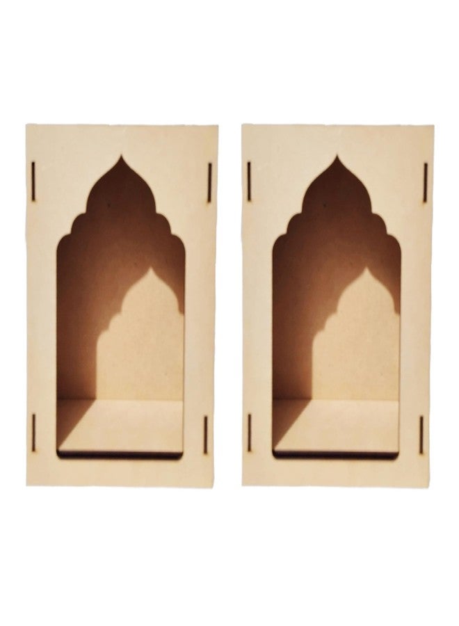 LET'S DIY Unfinished Wood MDF Jharokha Wall Decor Kit - Plain Box Cutout Wooden Craft for Creative Home Decor, Customizable Frame for Art, Painting, and DIY Projects - Image 1